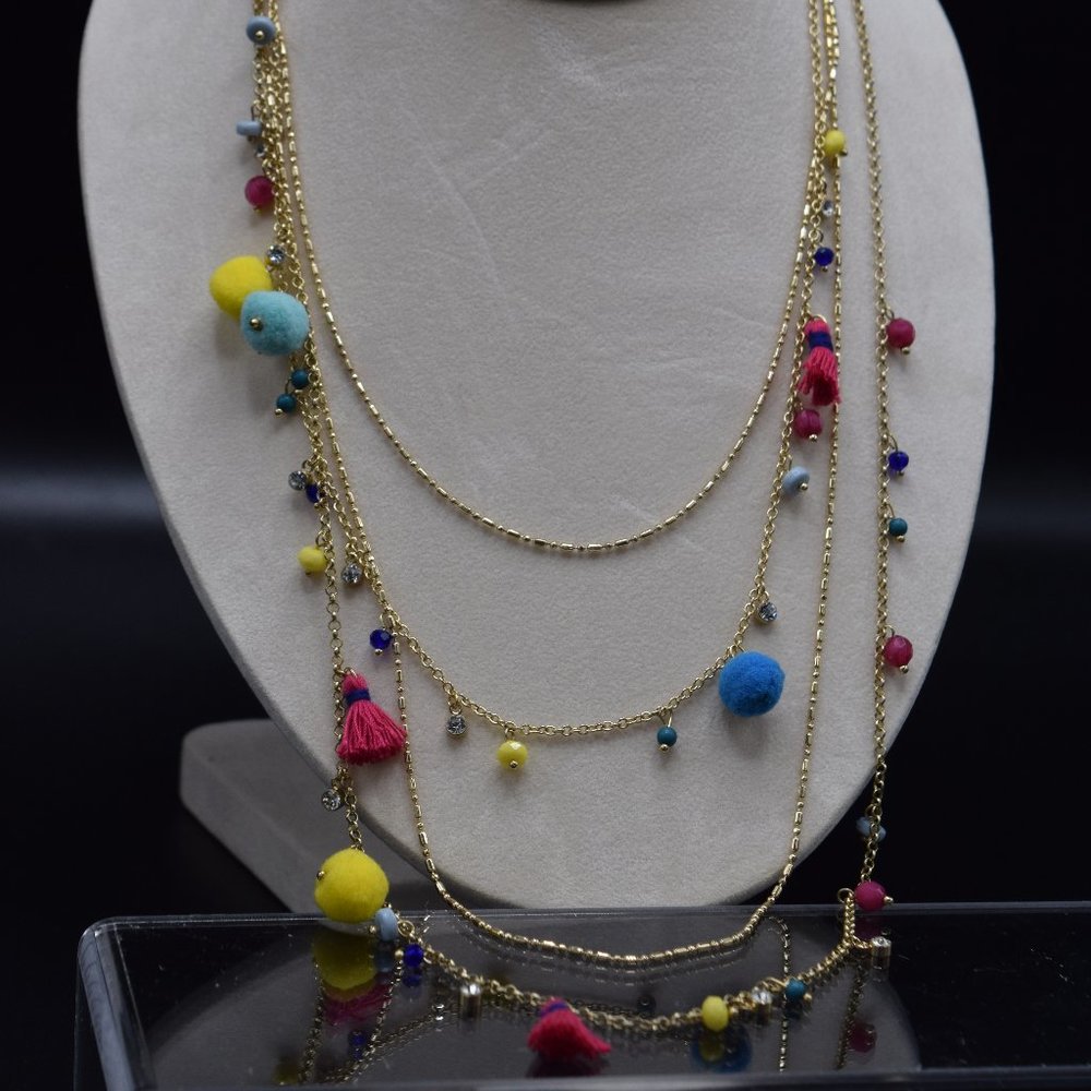 I.N.C. Gold Tone Multicolor Tassel Necklace